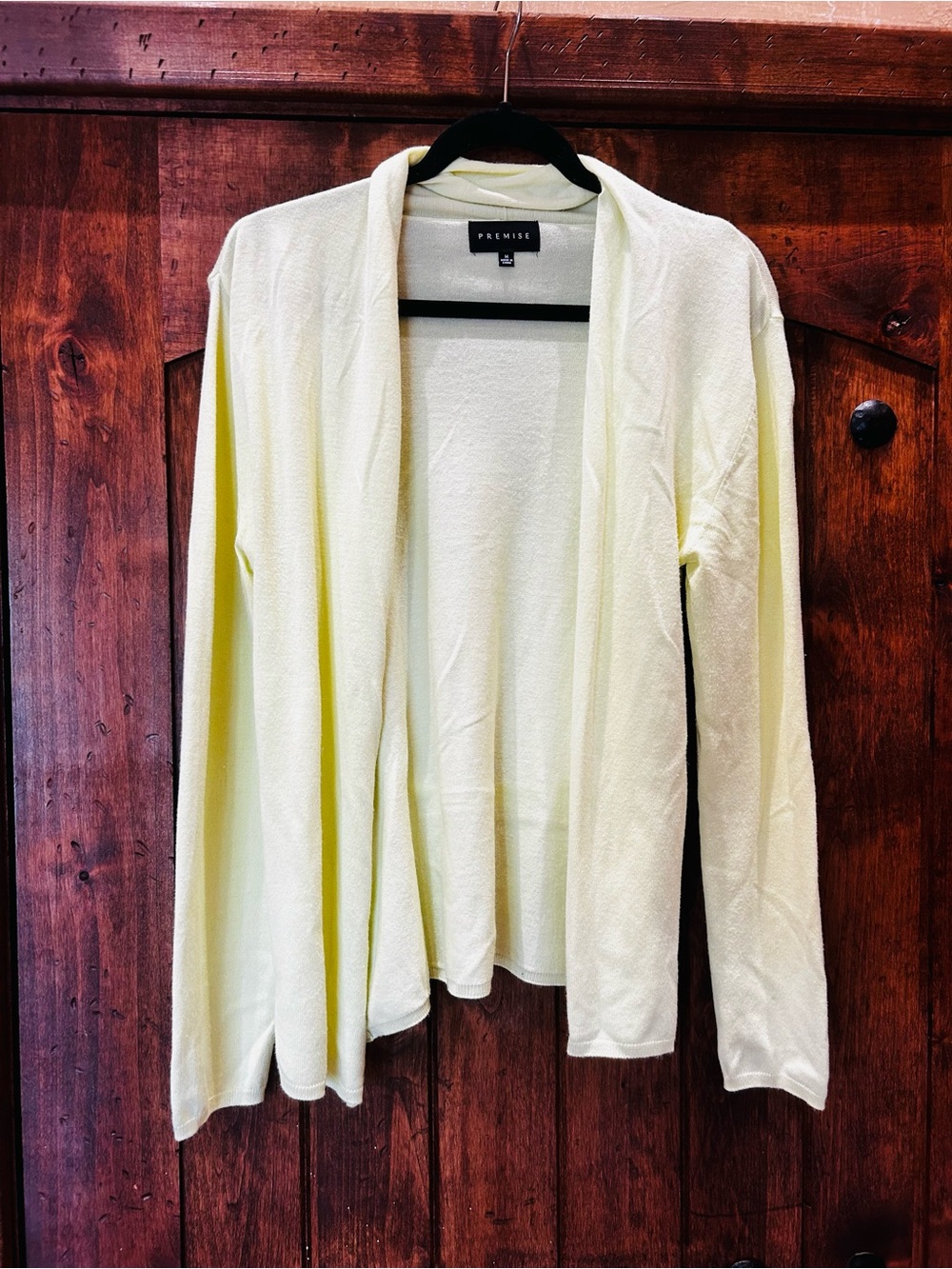 Premise Soft Lime Green Open-Front Cardigan Sweater, Size M
